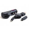 Cargador 12V y 24V para teléfono portátil con cable retráctil y toma USB